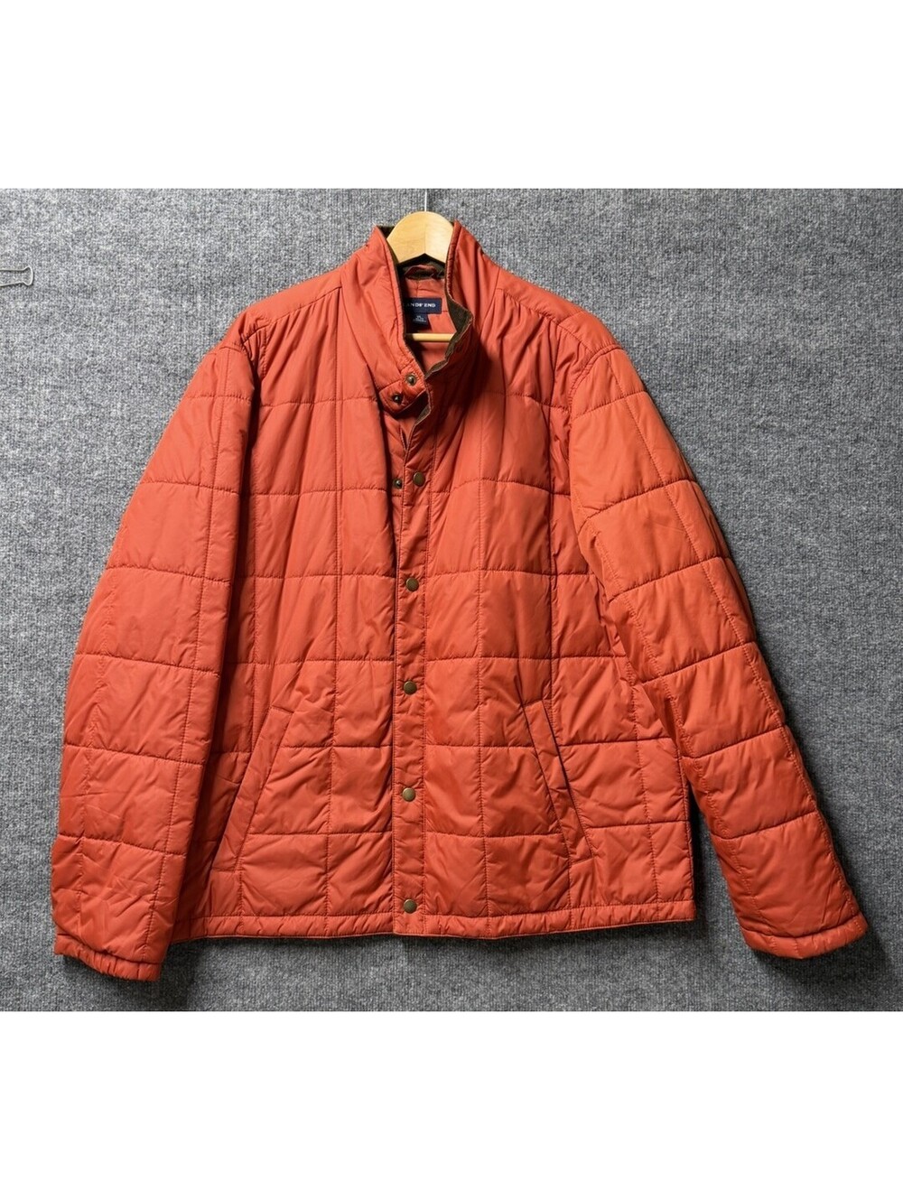 Lands’ End Men’s XL Quilted Barn Jacket Burnt Orange Corduroy Trim